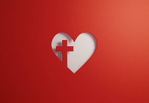 cross heart love red
